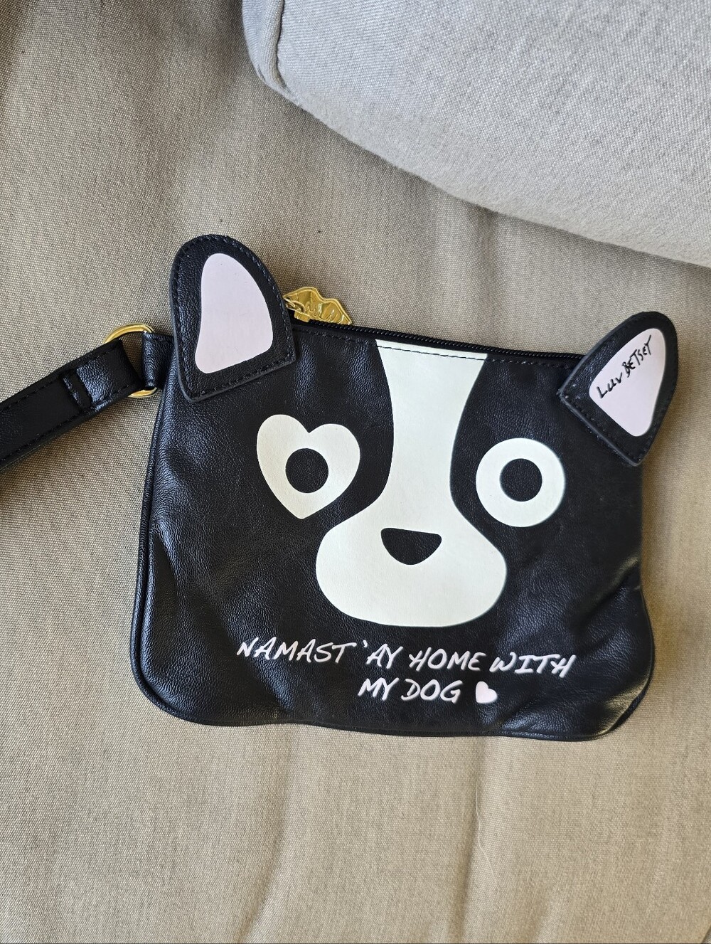 Luv Betsey by Betsey Johnson Black Dog Face Wristlet Purse Bag
